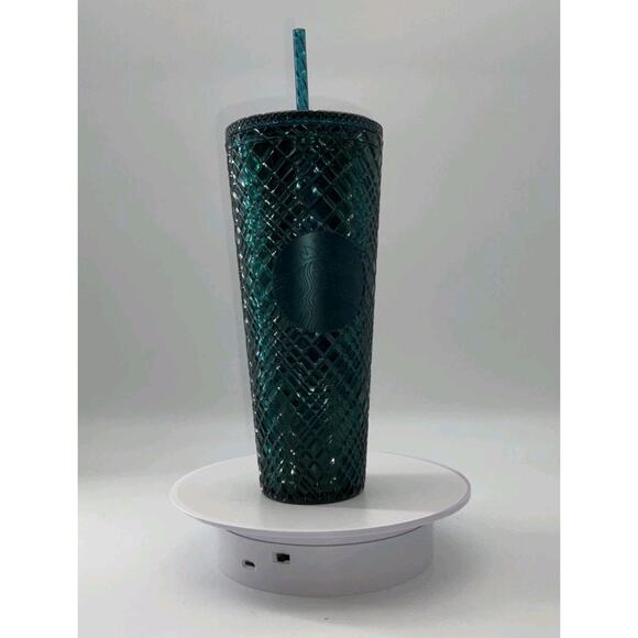 Starbucks Holiday 2021 Emerald Green Jeweled Venti 24 oz Cold Tumbler Cup Xmas - Picture 1 of 5